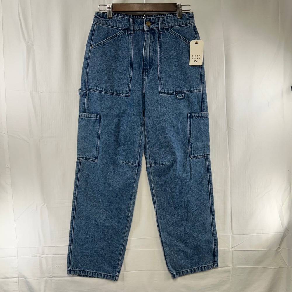 Billabong Carpenter Jeans Womens 25 Blue High Rise Straight Utility ABJDP00155
